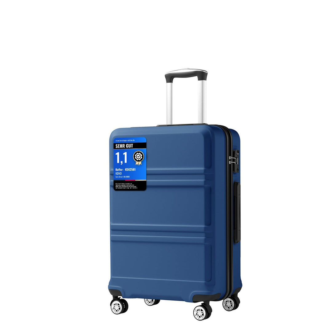 KONO Koffer Trolley Reisekoffer L (65cm) Dunkelblau, L (65cm) Dunkelblau
