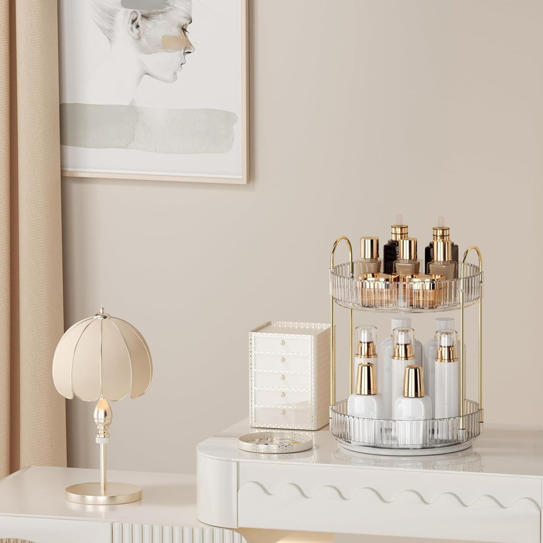 Make Up Organizer, 360° Drehbar Grosse Kapazität Kosmetik Organizer, Multifunktionaler Kosmetik Aufb