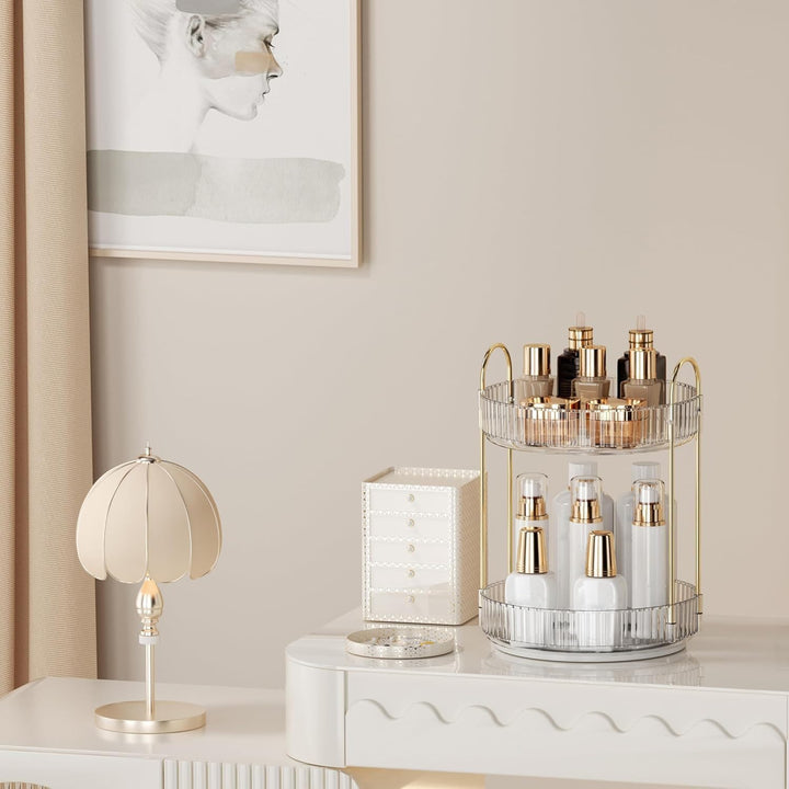 Make Up Organizer, 360° Drehbar Grosse Kapazität Kosmetik Organizer, Multifunktionaler Kosmetik Aufb