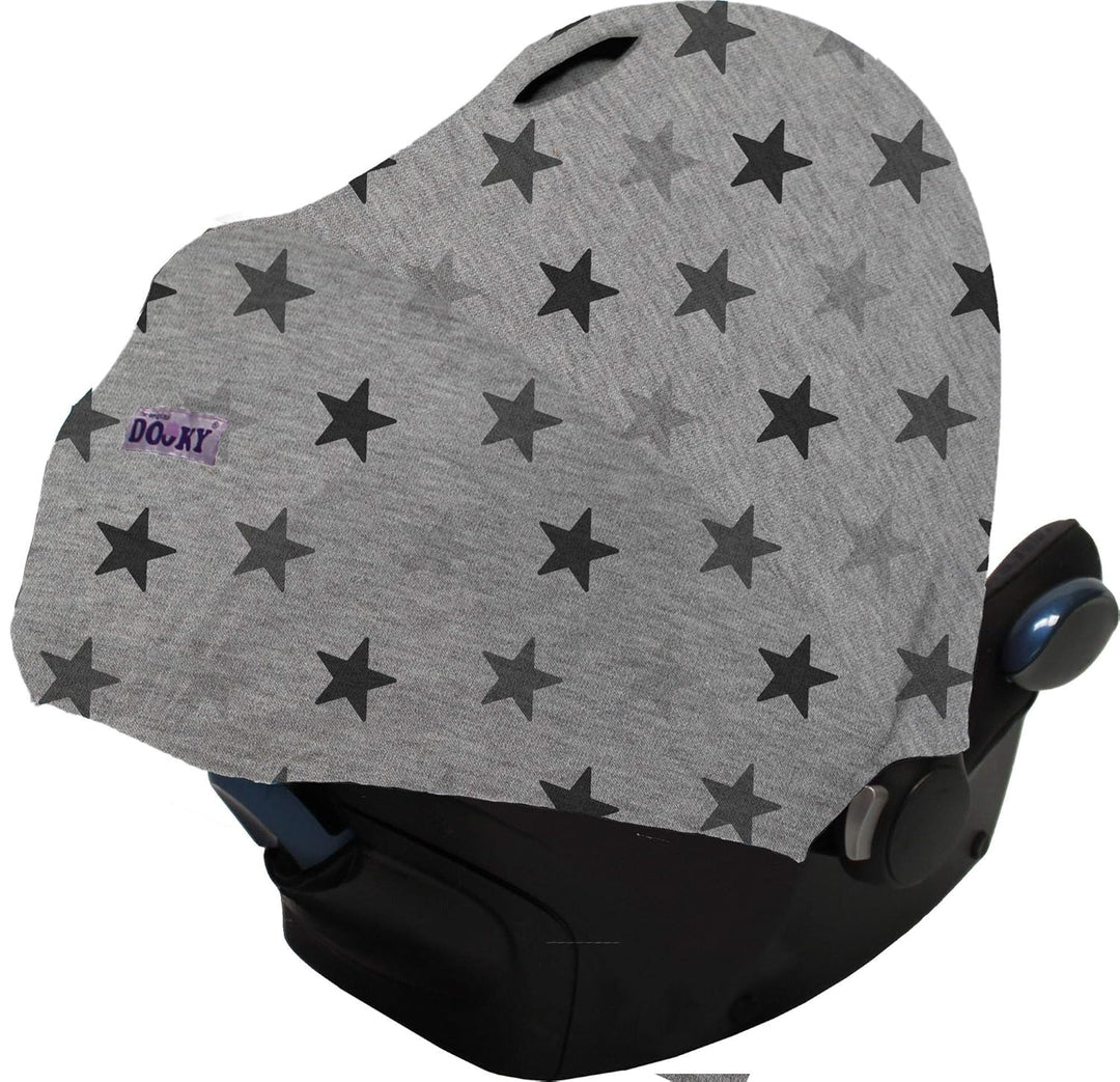 Original Dooky Hoody Sonnenschutz Sonnenverdeck für Babyschalen oder Kinderwagen (Design: Grey Stars