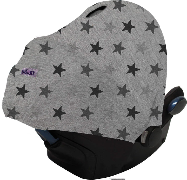 Original Dooky Hoody Sonnenschutz Sonnenverdeck für Babyschalen oder Kinderwagen (Design: Grey Stars
