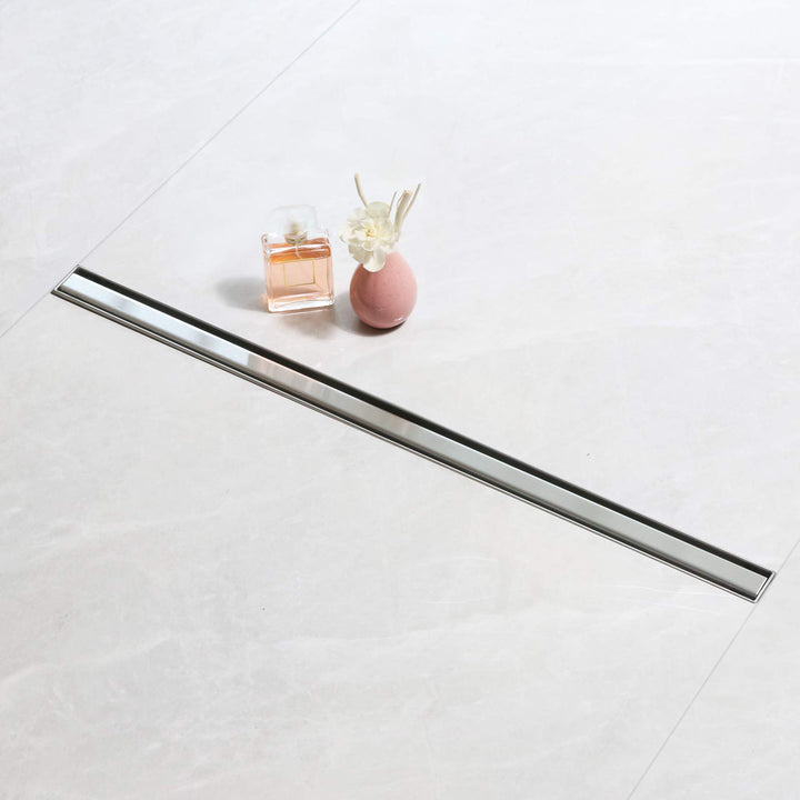 SaniteModar Duschrinne 50cm, Siphon mit Geruchsstop und Haarfilter, schlankes Auslaufrohr. Die Dusch