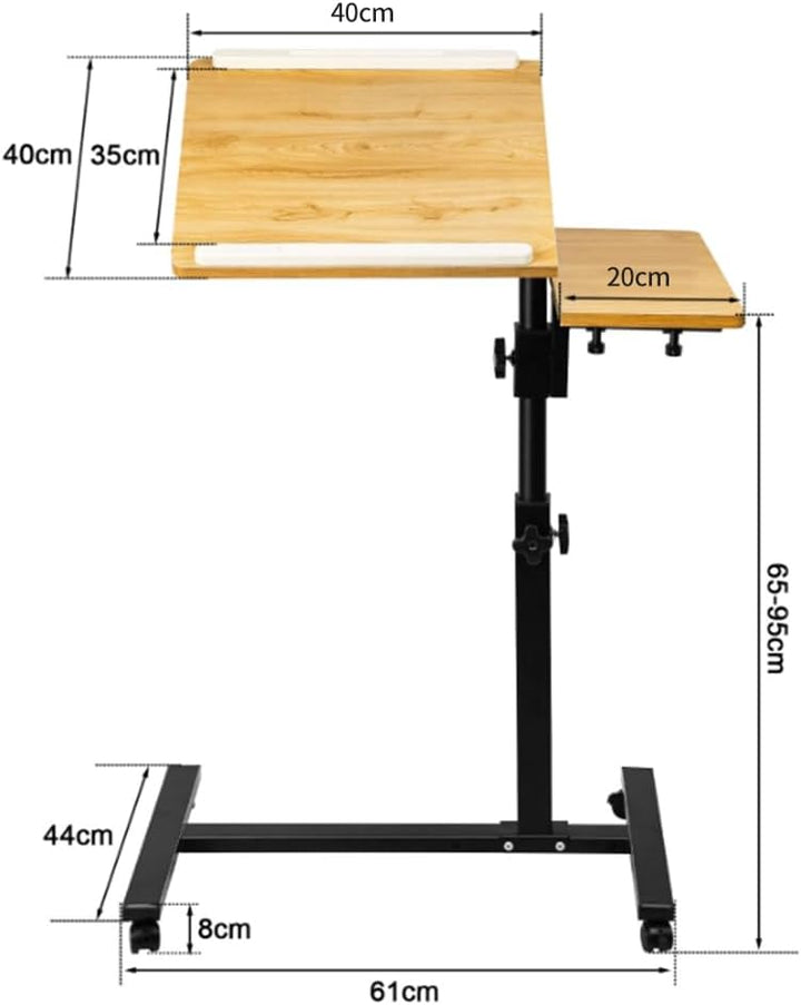 Drumm Betttisch für Laptop, Betttisch mit Rollen, höhenverstellbar, mit feststellbaren Rollen, Stehp