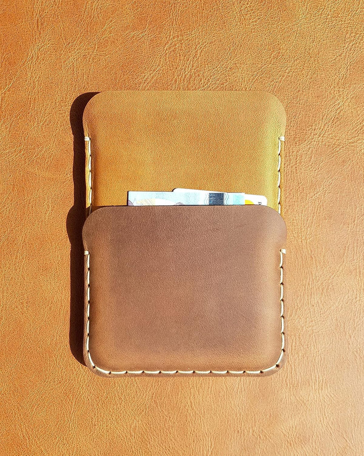 Leder Tasche für Microsoft Surface Duo 1st Gen (für Duo mit Bumper, Hellbraun - dunkelbraun) für Duo