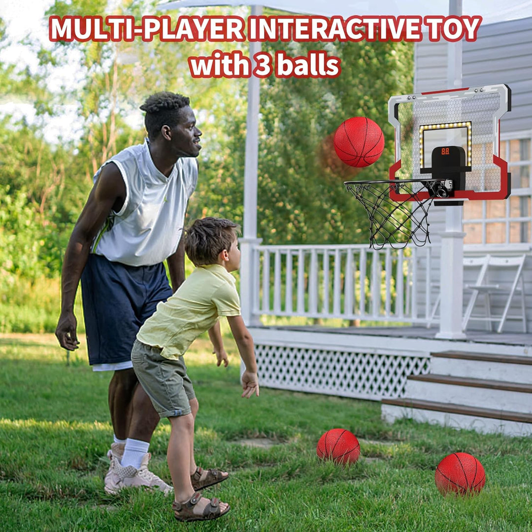 HYES Mini Basketballkorb für Kinder, Basketballkorb Set für Zimmer Basketball Set Mit LED-Licht, 3 B
