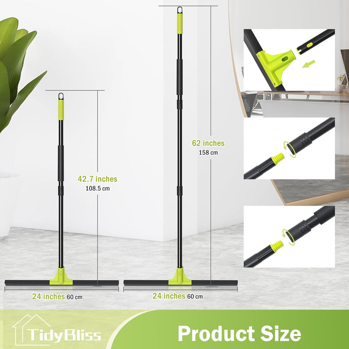 TidyBliss Wasserschieber Bodenabzieher 60 cm, Wasser Abzieher Boden mit Teleskopisc Stiel 158 cm, Wa