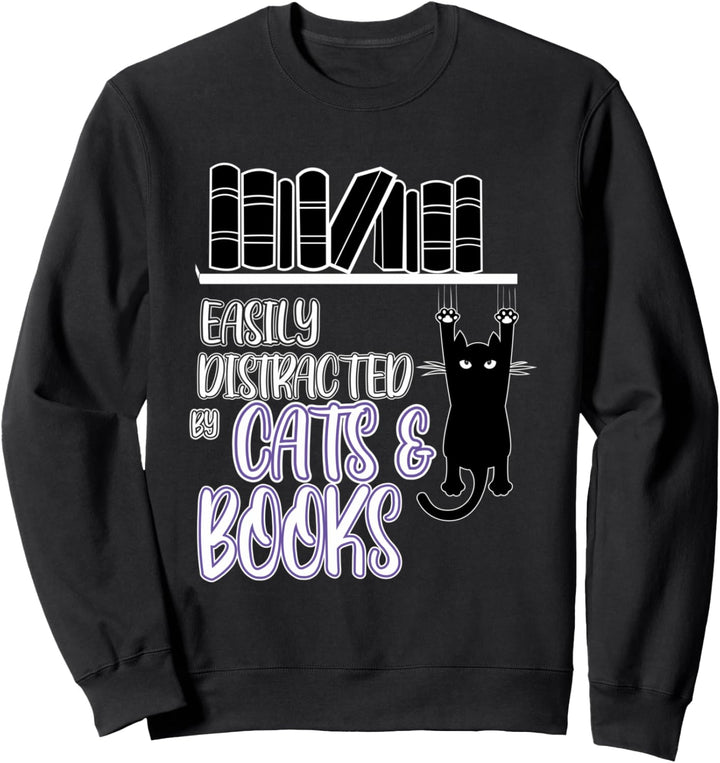 Katzen, Kaffee und Bücher Ironisches Haustier Sweatshirt