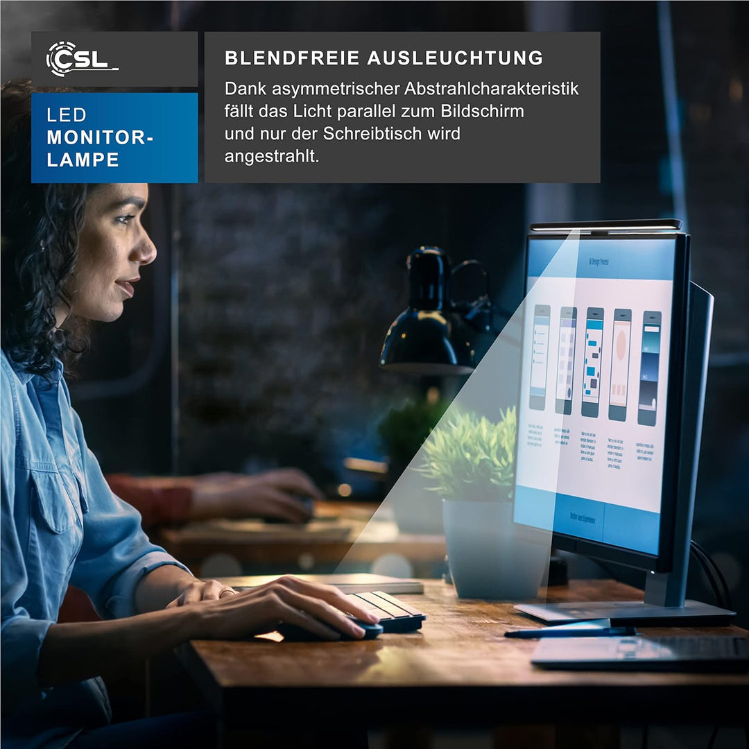 CSL - Screenbar LED USB Monitorlampe Bildschirmlampe Lichtleiste, Lightbar mit Fernbedienung, Monito