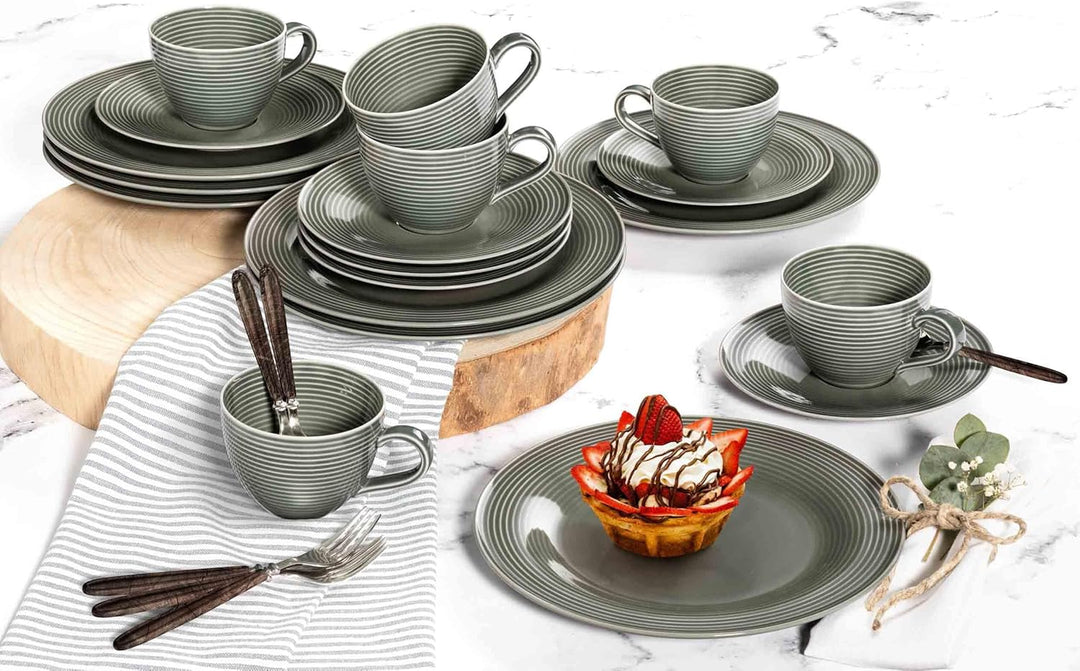 Seltmann Weiden Beat Color Glaze Suppenteller 6er Set, ø 22,5 cm, Tiefer runder Teller mit Rillenrel