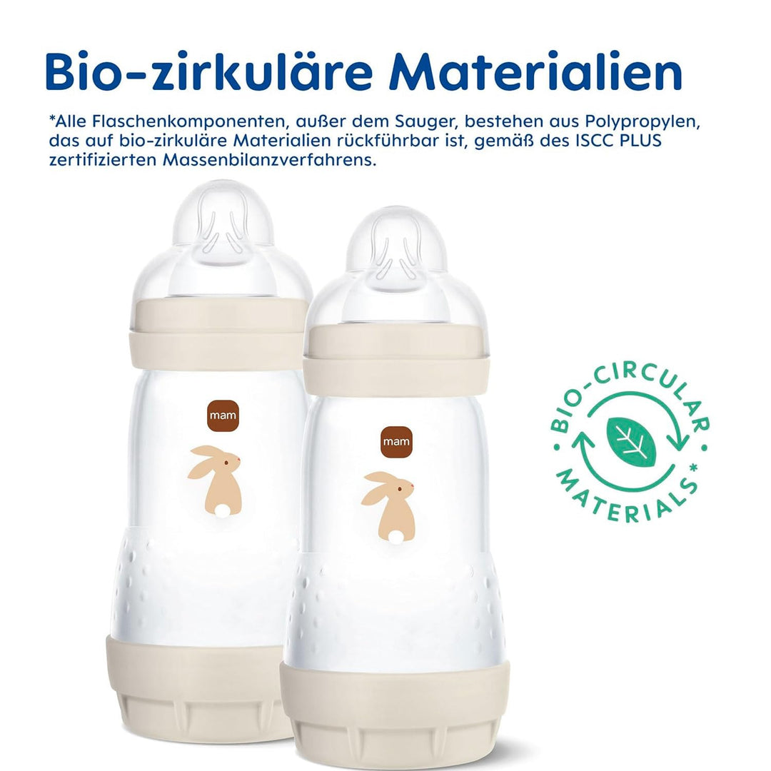 MAM Easy Start Anti-Colic Babyflasche im 2er-Set (260 ml), Milchflasche mit innovativem Bodenventil