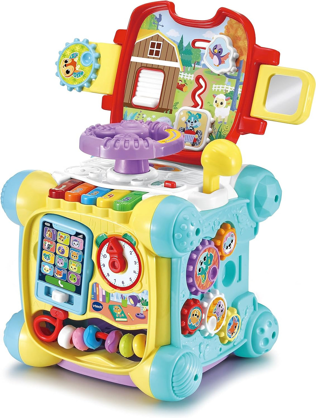 VTech Baby Spielspass-Entdeckerwürfel – Interaktiver Spielwürfel mit Musik, Formen und beweglichen E