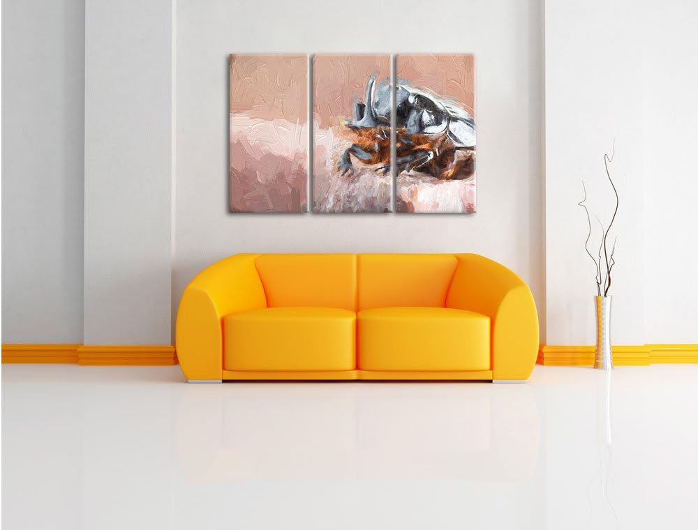 Pixxprint Nashornkäfer Porträt als Leinwandbild 3 teilig/Grösse: 3 Teilig (120x80) / Wandbild/Kunstd