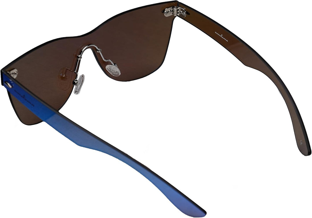 amoloma Rahmenlose Randlose Nur Glas Sonnenbrille Blau verspiegelt für Damen und