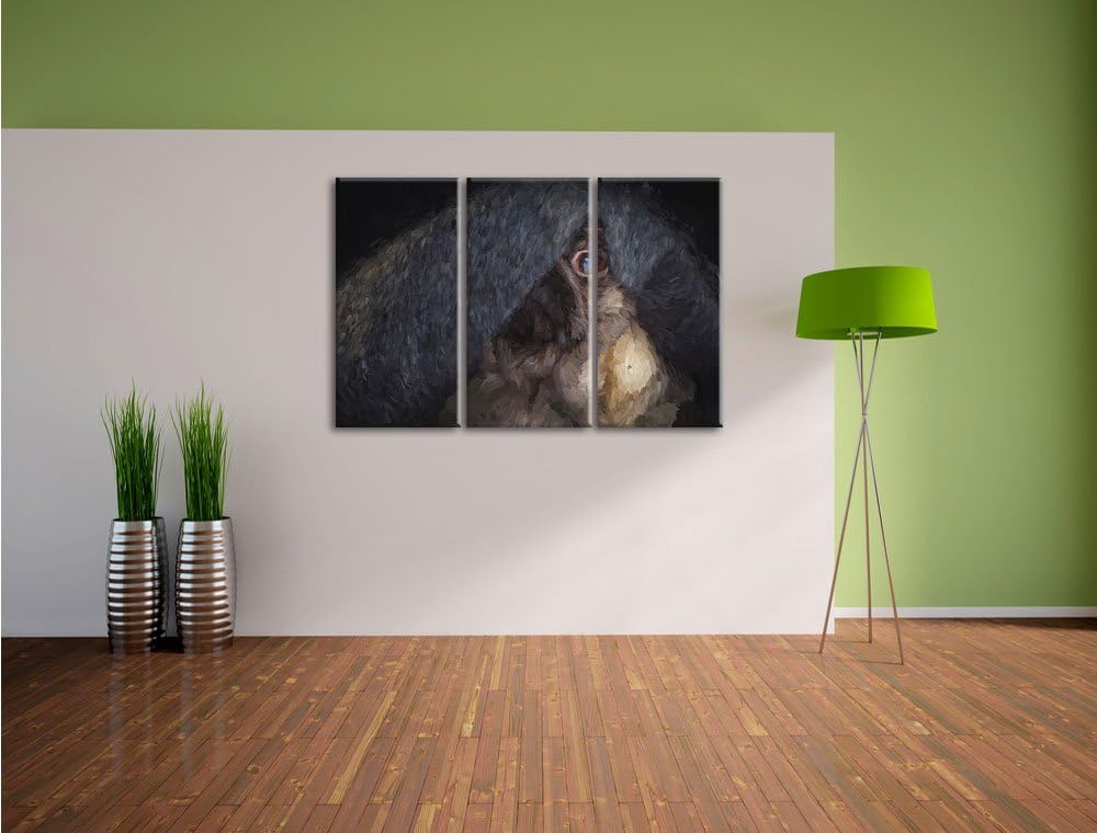Pixxprint Süsser Lustiger Mobs Decke Kunst Pinsel Effekt 3-Teiler Leinwandbild 120x80 Bild auf Leinw