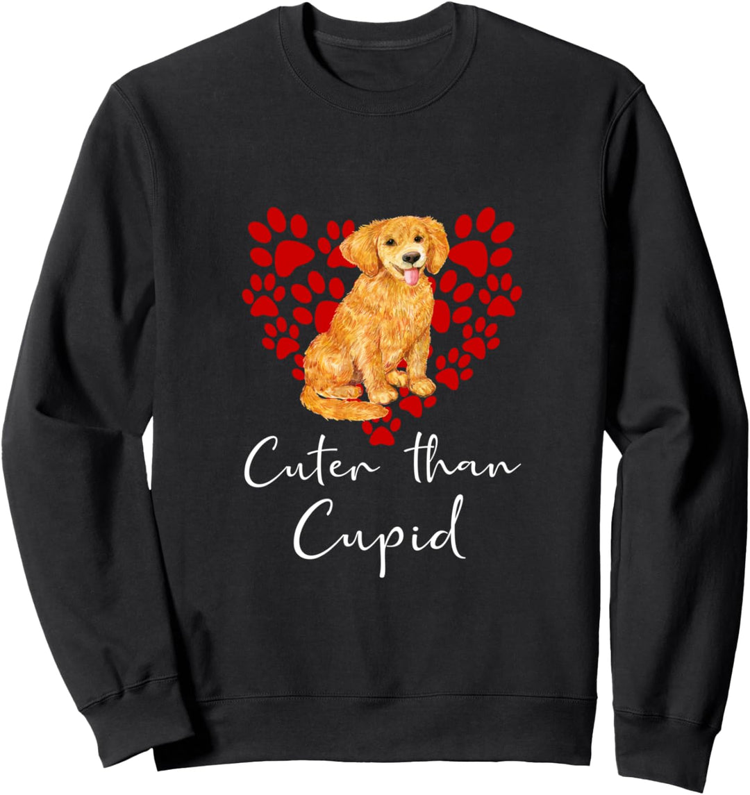 GOLDEN RETRIEVER Cuter Than Cupid GOLDIE Hunde Valentinstag Sweatshirt