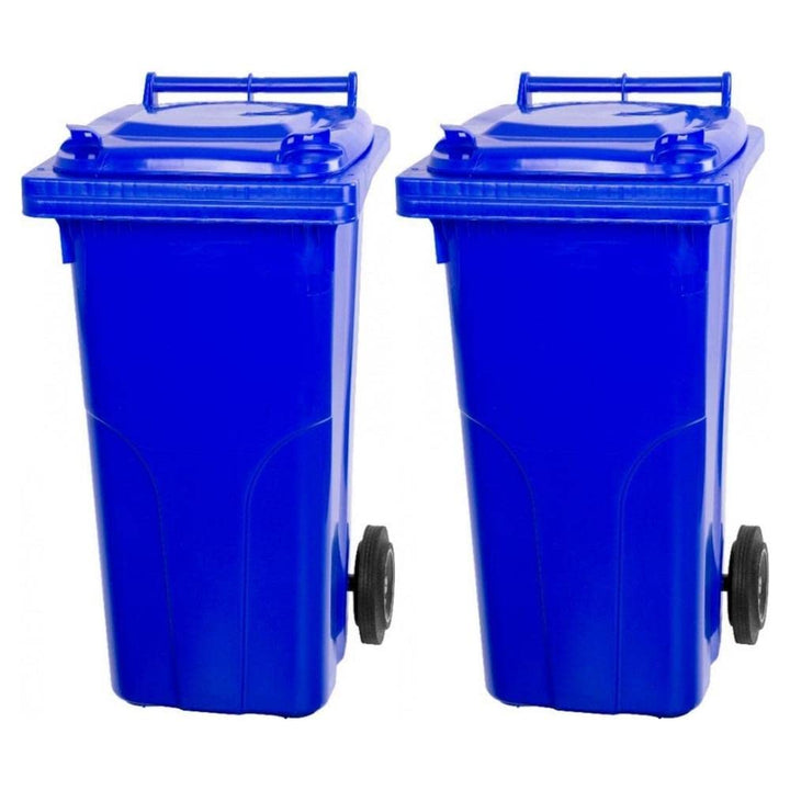 PROREGAL SuperSparSet 2x 2-Rad-Mülltonne MGB | HDPE-Kunststoff | 120 Liter | Blau | Mülltonne, Müllg