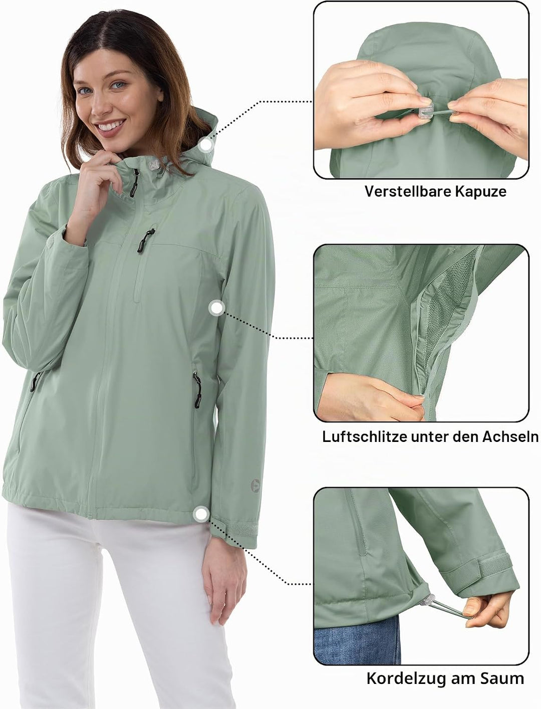 Outdoor Ventures Damen Regenjacke 10000MM Wasserdicht Leichte Gefüttert Packbar Sportjacke Funktions