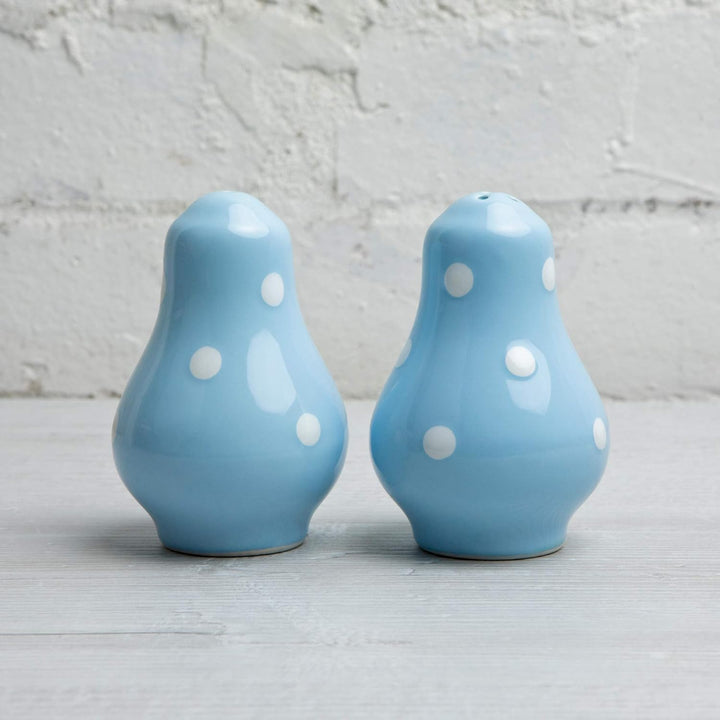 City to Cottage® - Salzstreuer und Pfefferstreuer Set | Hellblau und Weiss | Polka Dots | Handgemach