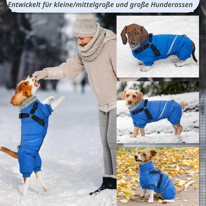 Wasserdichter Hundemantel, Hundejacke mit Geschirr, Wintermantel Hund für kleine Mittel Grosse Hunde