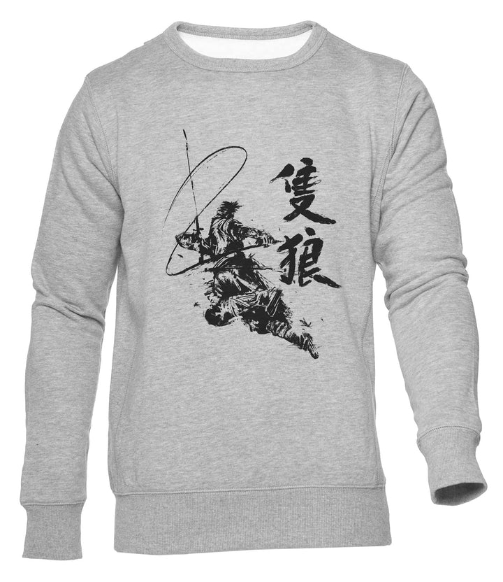 Hopestly Sekiro Samurai Wächter Unisex Jumper Herren Dammen Grau Rundhals Lange Ärmel Sweatshirt Men