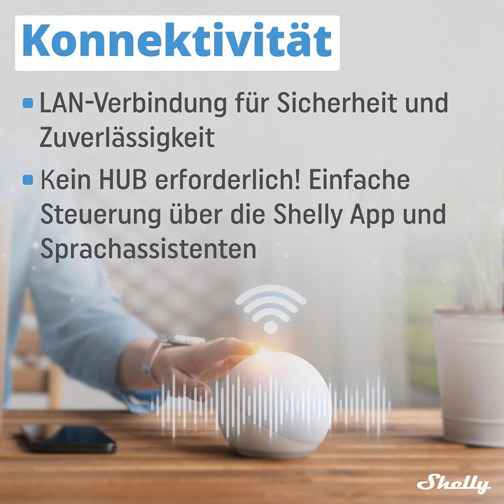 Shelly Pro EM 50A - WLAN & LAN Smart Energiezähler, 2 Kanäle auf 1 Phase, 2A Potentialfreie Kontakte