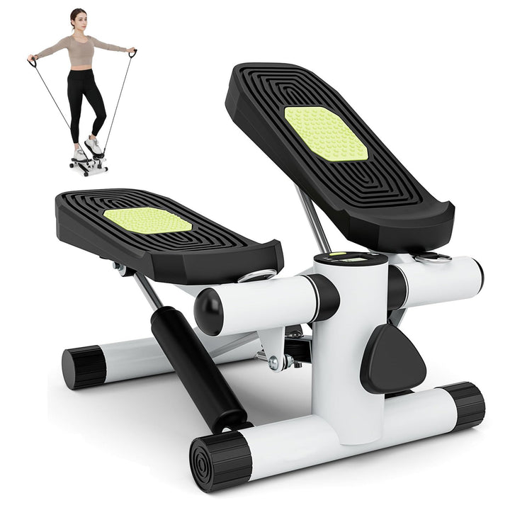 COSTWAY Mini-Stepper mit Widerstandbändern, Twist Stepper mit verstellbarem Widerstand &amp; LCD Anzeige