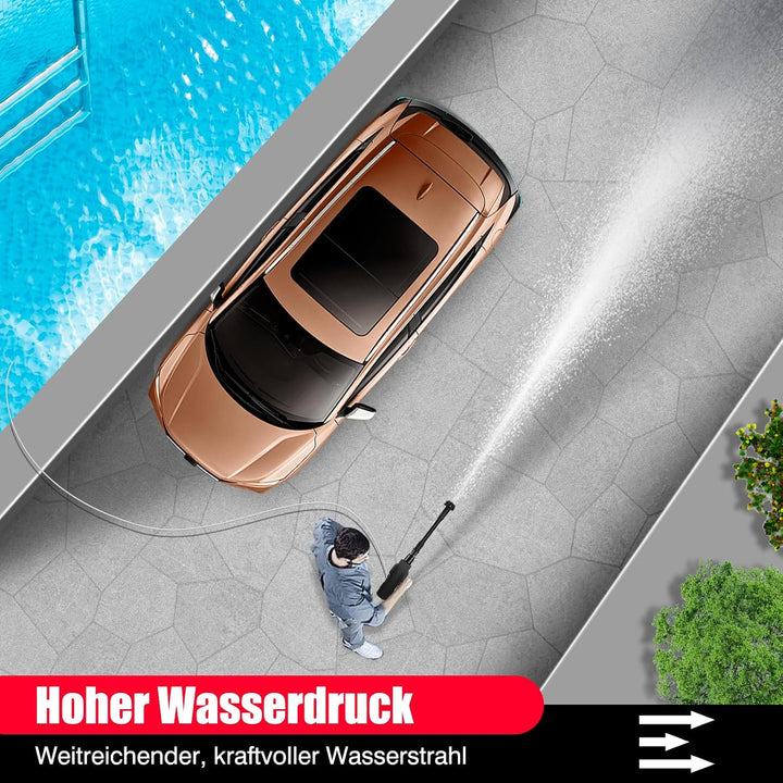 Akku Hochdruckreiniger, 21V 45 Bar/652 PSI Akku-Waschanlage, tragbarer Hochdruckreiniger mit 3.0Ah A