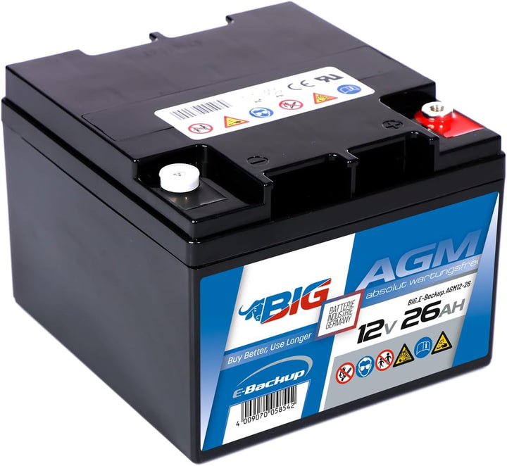 BIG E-Backup AGM Notstrombatterie für EPS- und USV-Systeme, Speicher- & Kommunikationssysteme, Alarm