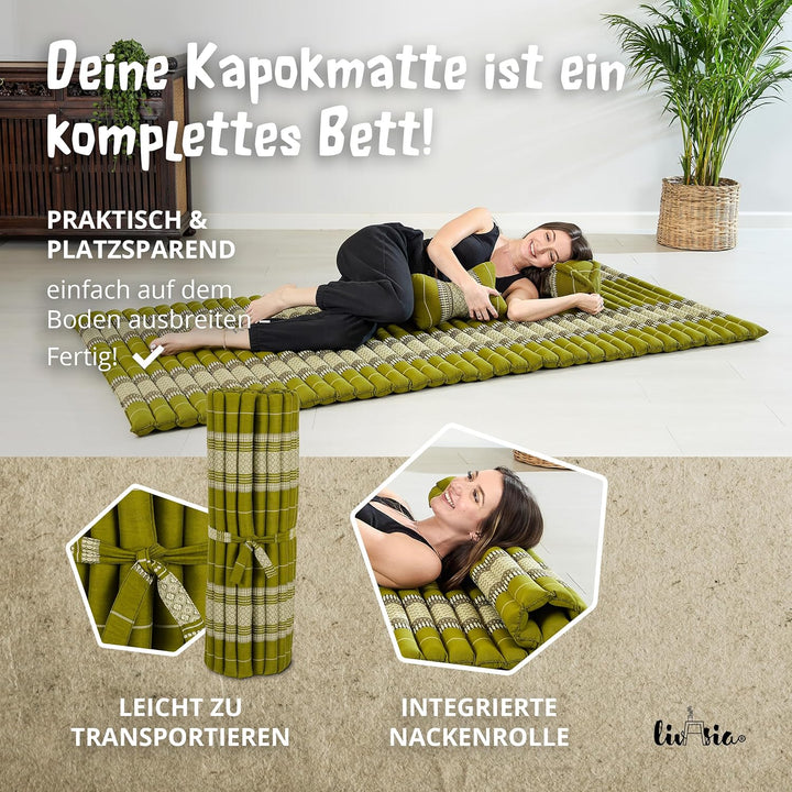 livasia Rollmatte Rollmatratze L-200x110x4,5cm, Gästebett Gästematratze 1 Person, Reisebett Kofferra
