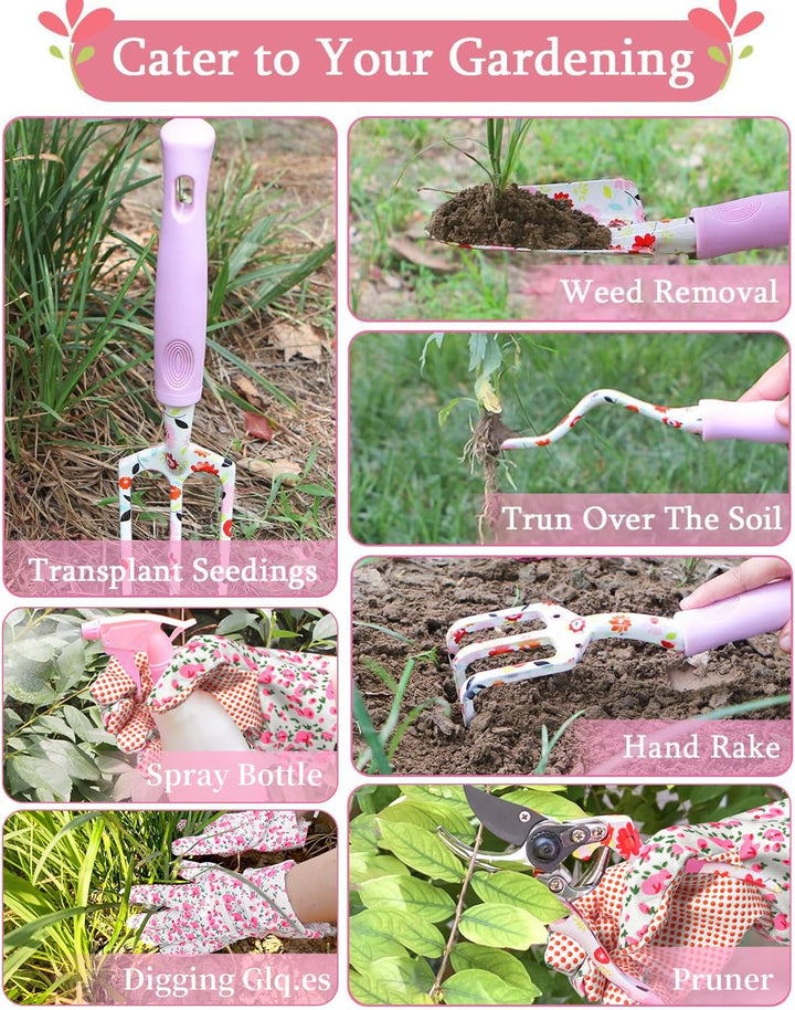 MQFORU Gartenwerkzeug Set, 11 Stück Heavy Duty Gartengeräte Set, neues komplettes Set von gedruckten
