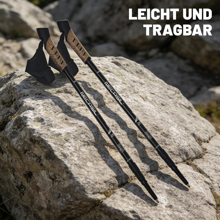 Premium Trekkingstöcke Faltbar aus 7075 Aluminium, Ultraleichte Nordic Walking Stöcke mit Korkgriff,