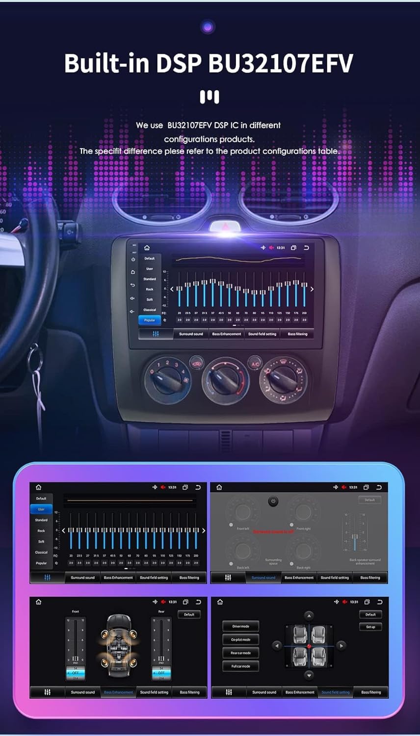 Hizpo Android 12 Auto Stereo Bluetooth Freisprecheinrichtung Kompatibel mit Ford Focus Exi MT 2 3 Mk