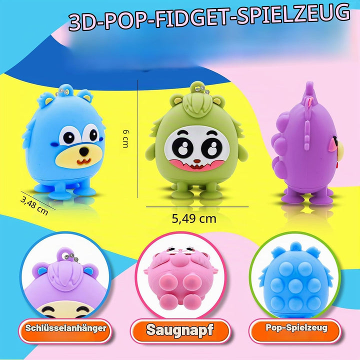 12 Pcs Toy Pop Party Favors for Kids, 3D Animal Pop Balls Its Fidget Toys, Birthday Gifts for Boys G