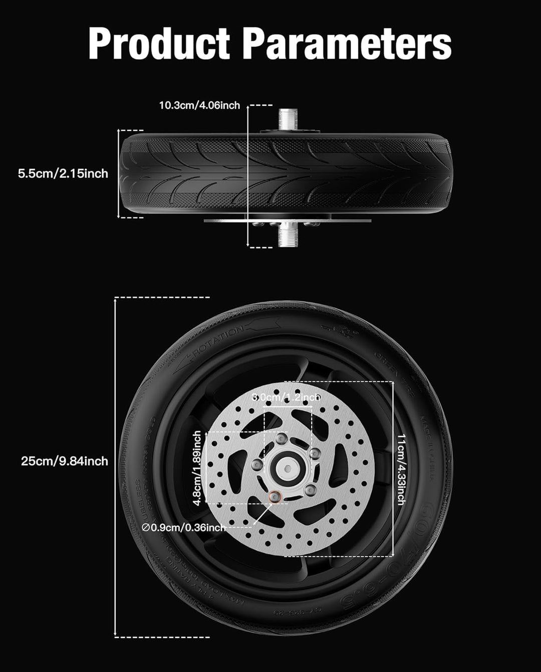 60/70-6,5 Vorderachssatz kompatibel mit Segway Ninebot F2 / F2Plus / F2 Pro, volle 10-Zoll-Vorderräd