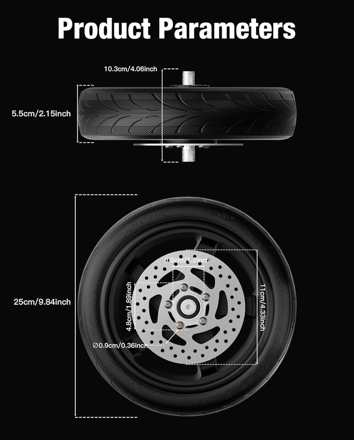 60/70-6,5 Vorderachssatz kompatibel mit Segway Ninebot F2 / F2Plus / F2 Pro, volle 10-Zoll-Vorderräd