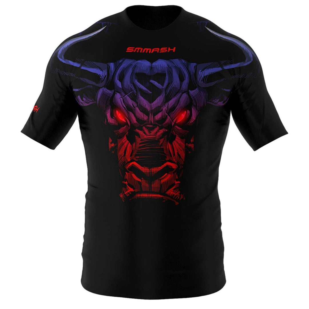 SMMASH Funktionsshirt Herren Rashguard Kurzarm Sportshirt MMA Thaibox Muay Thai Kickboxen Atmungsakt
