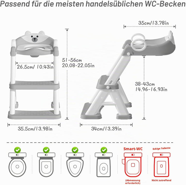 Toilettensitz Kinder mit Treppe, 2-in-1 kinder toilettensitz ür ab Kleinkinder Jungen und Mädchen, U