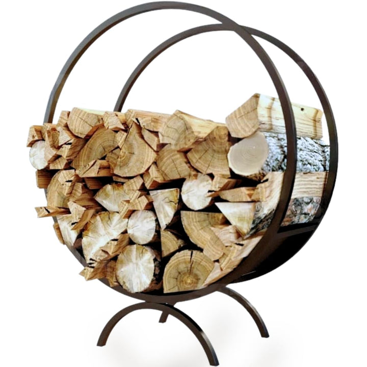 holz4home® Brennholzregal/Kaminholzständer rund I Pulverbeschichtetes Stahlprofil I Farbe: Schwarz M