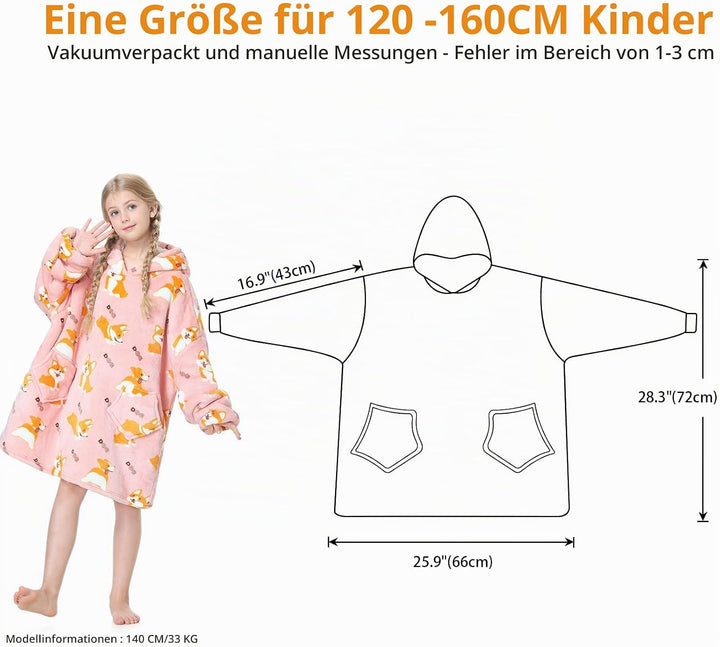 Mokani ÜBergrossE Hoodie Decke Kinder mit äRmel Tragbare Kapuzenpullover, Super Weich Warmes Bequeme