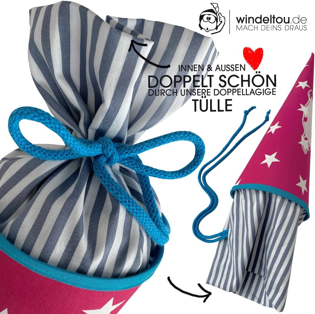 PFERDE-Schultüte | 35 cm | kleine Geschwistertüte | Stoff, Einschulung, Schulanfang, Zuckertüte, 35