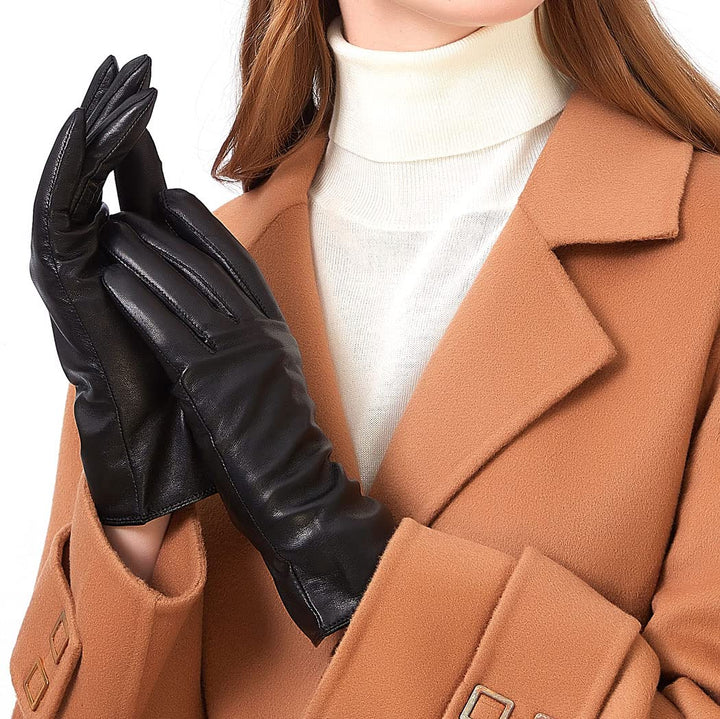 Damen Leder Handschuhe echtes Lammleder und mit Kaschmir Wolle gefütterte warme Winter Handschuhe Me