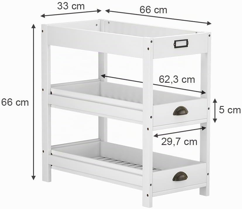 Vicco Aufbewahrungsregal Legum, Stauraumregal, Weiss, 33 x 66 cm mit 3 Ablagen Weiss mit 3 Ablagen,