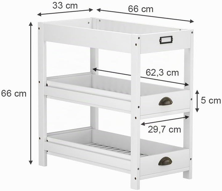 Vicco Aufbewahrungsregal Legum, Stauraumregal, Weiss, 33 x 66 cm mit 3 Ablagen Weiss mit 3 Ablagen,