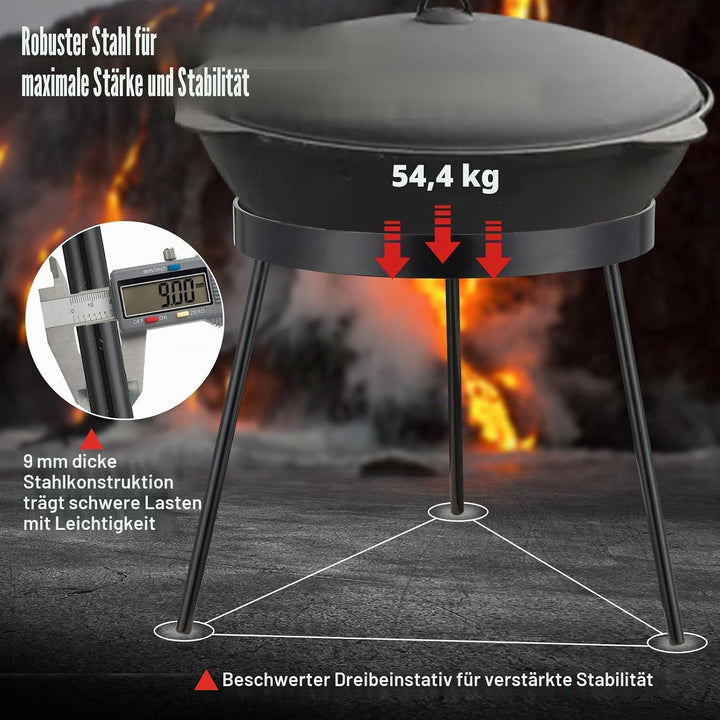 Lagerfeuerstativ zum Kochen – Lagerfeuer Kochausrüstung, Outdoor-Feuerstelle, tragbares Gusseisen, o