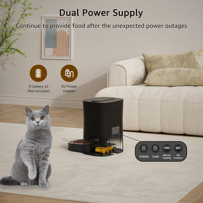 Balimo Futterautomat Katze, 3L Katzenfutter Automat, 2.4G WiFi Futterspender Katze, 1-10 Mahlzeiten,