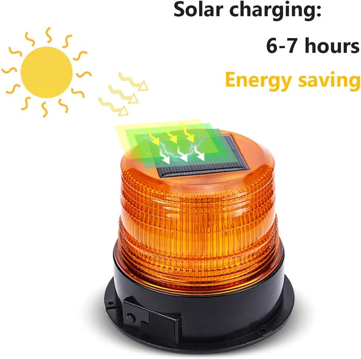 ONCCI 12V Solar/USB Warnleuchte LED Rundumleuchte Magnet Warnlicht Blinkleuchte für Auto PKW LKW Kab