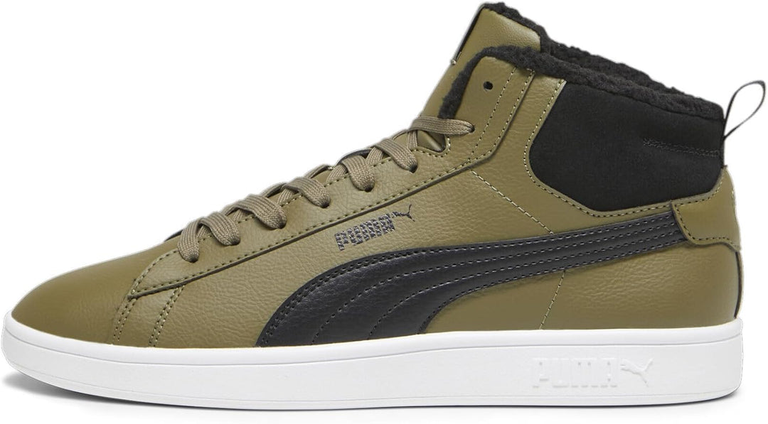 PUMA Unisex Smash 3.0 Mid WTR Sneaker, Olive Drab Puma Black Puma White