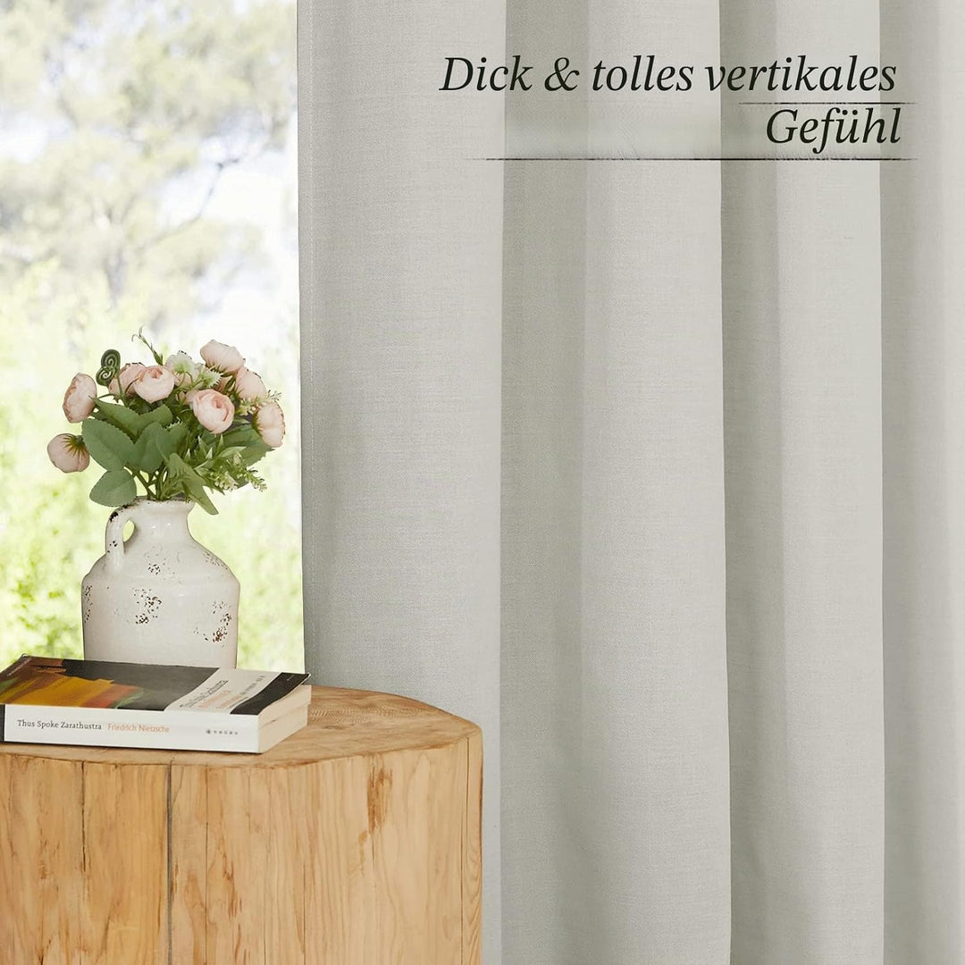 PONY DANCE Extra Lange Gardinen und Vorhänge Halbtransparent Leinen Gardinen mit Ösen 2er Set Halbtr