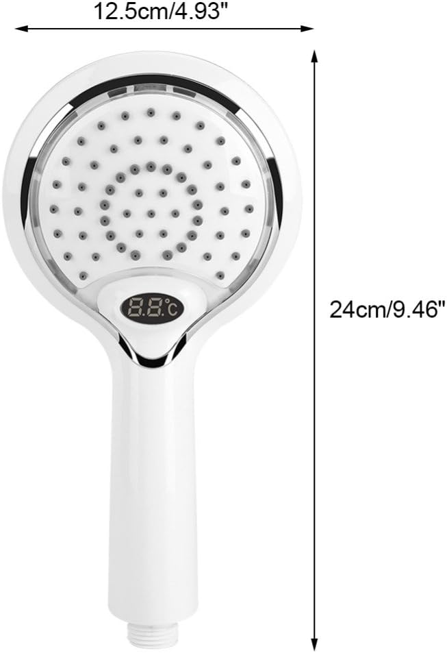 3 Farbe LED Handheld Dusche Spray Kopf mit Digitale Temperaturanzeige, Wasser Flow Powered ABS Chrom