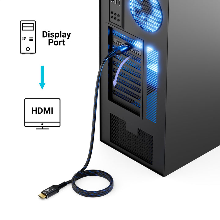 deleyCON 1,5m 4K DisplayPort auf HDMI Kabel (Für HDMI Monitor, TV, Beamer) - 4K@60Hz - Aluminium-Ste